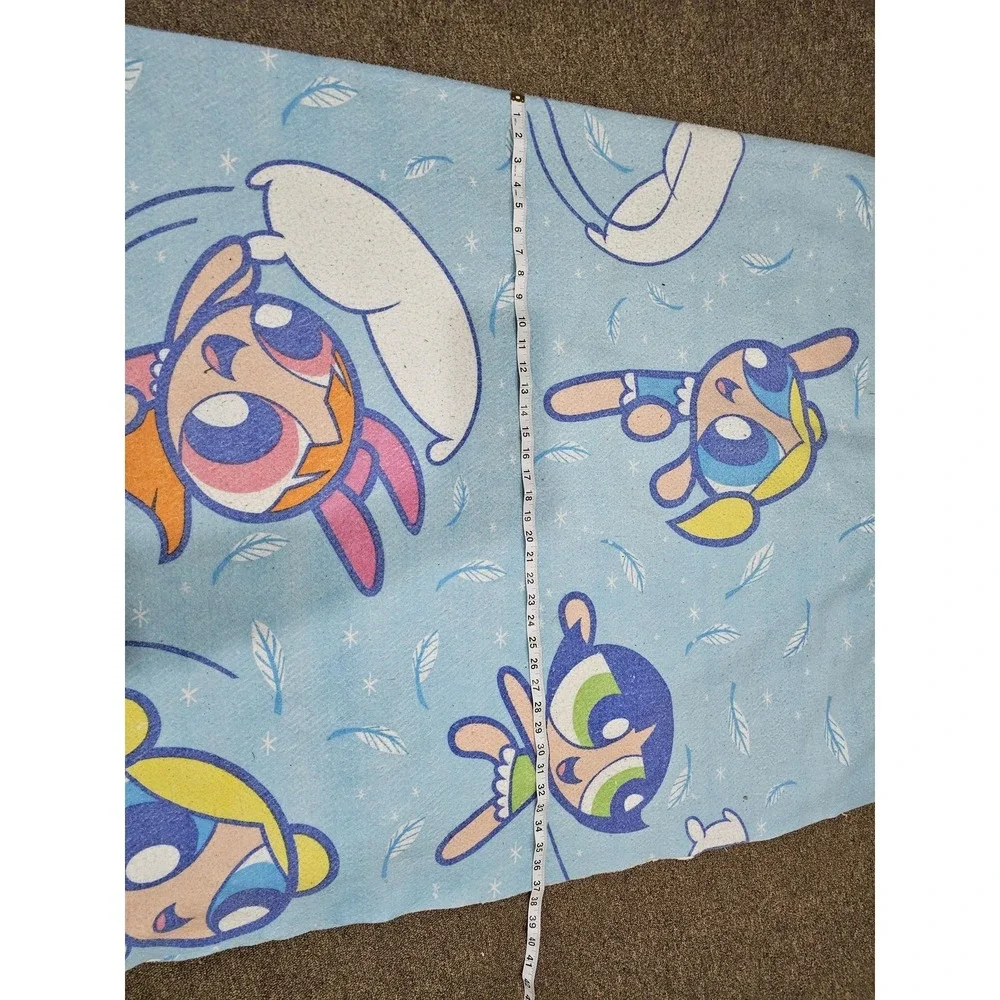 Vintage Cartoon Network Powerpuff Girls Blue Kids ~90x74 Blanket 2000 USA Fabric